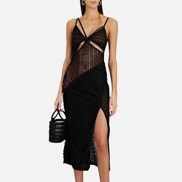 For Love And Lemons | Dresses | For Love And Lemons Black Tracy Knit Cut  Out Midi Slit Dress Xs | Poshmark